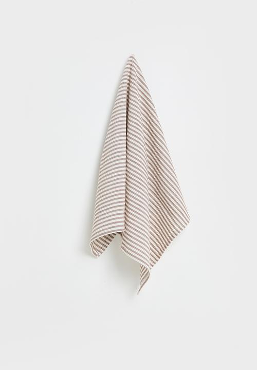 Excellent Houseware - Stripe kitchen towel set of 3 - Choc