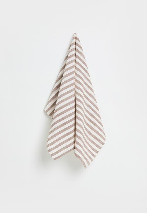 Excellent Houseware - Stripe kitchen towel set of 3 - Choc