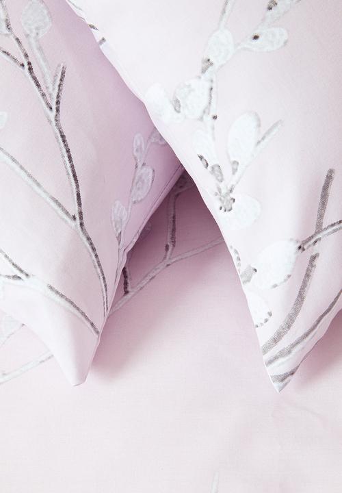 Horrockses - Blossom cotton blend duvet set - soft pink