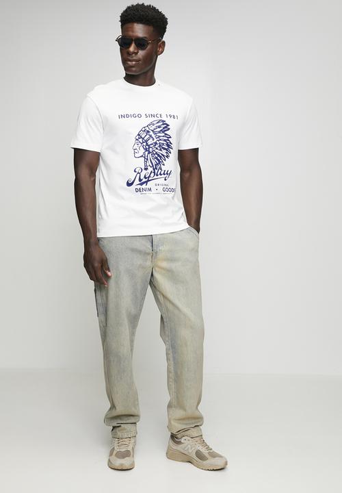 Replay - PIECE DYED HEAVY COTTON JERSEY - white 