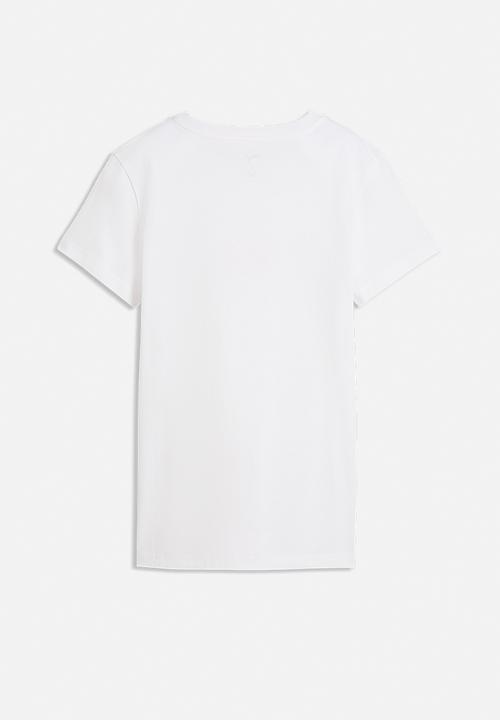 PUMA - Ess Logo Lab Metallic Tee We-P - Puma White-Puma Silver