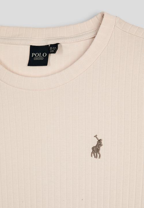 POLO - Casey rib ls dress - marshmallow