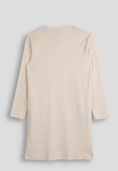 POLO - Casey rib ls dress - marshmallow