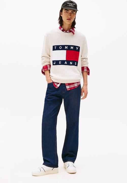 Tommy Hilfiger - Tjm Reg Melange Flag Sweater - Ancient White Htr