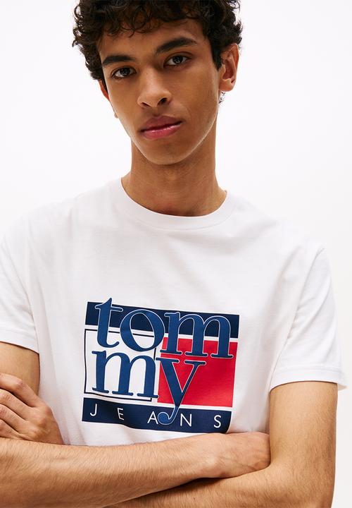 Tommy Hilfiger - Tjm Slim Rwb Flag Tee Ext - Ancient White