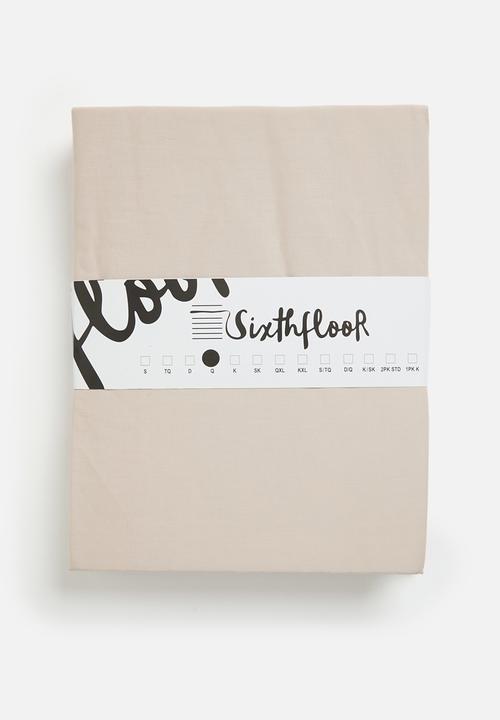 Sixth Floor - 144 tc 100% cotton fitted sheet stone