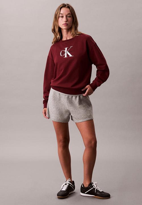 Calvin Klein - Long sleeve monologo french terry rlxd crew - renaissance red