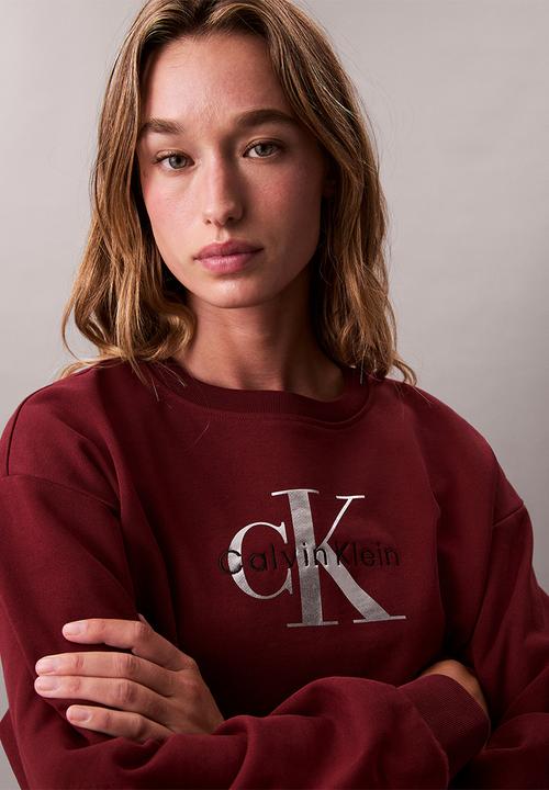 Calvin Klein - Long sleeve monologo french terry rlxd crew - renaissance red