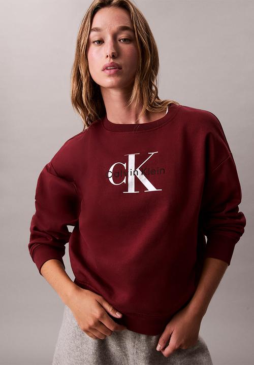Calvin Klein - Long sleeve monologo french terry rlxd crew - renaissance red