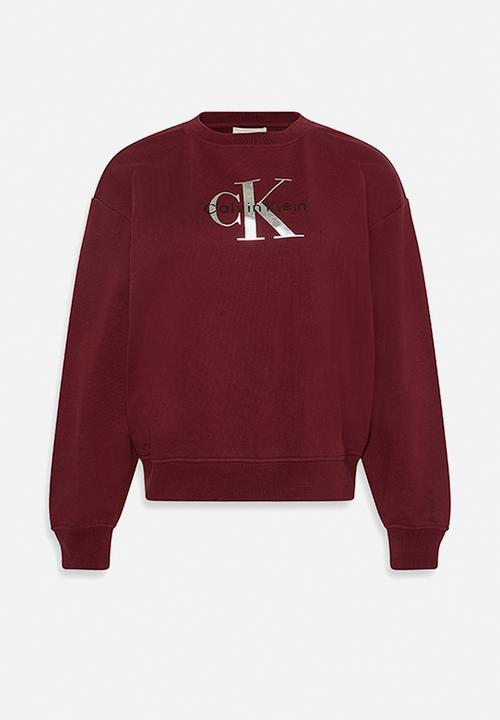 Calvin Klein - Long sleeve monologo french terry rlxd crew - renaissance red