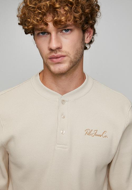 POLO - Slate Pjc Ls Henley Logo Sweat Top - Stone