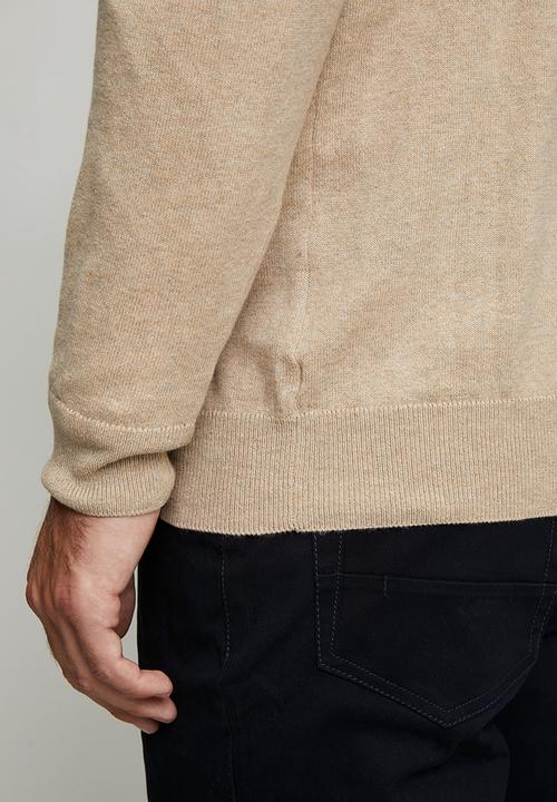 POLO - Luke Essential Cotton Crew Long sleeve Knitwear  - Stone