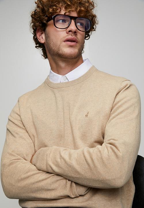 POLO - Luke Essential Cotton Crew Long sleeve Knitwear  - Stone