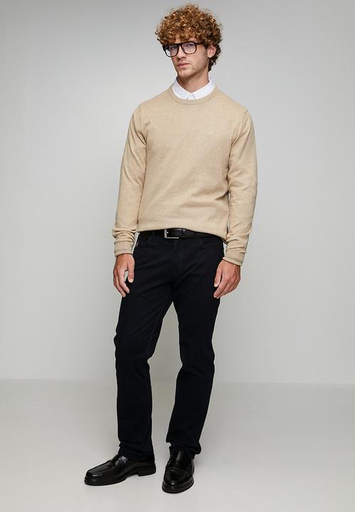 POLO - Luke Essential Cotton Crew Long sleeve Knitwear  - Stone
