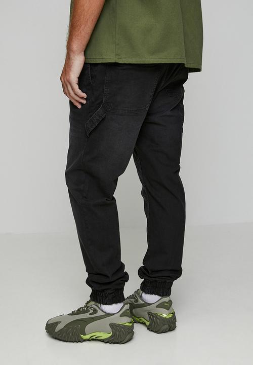 Brave Soul - Cuffed Carpenter Denim Jean - Charcoal Regular Length