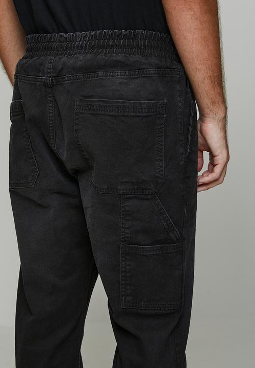 Brave Soul - Cuffed Carpenter Denim Jean - Charcoal Regular Length
