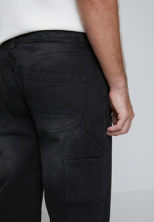 Brave Soul - Carpenter Loose Fit Denim Jean - Charcoal Long Length