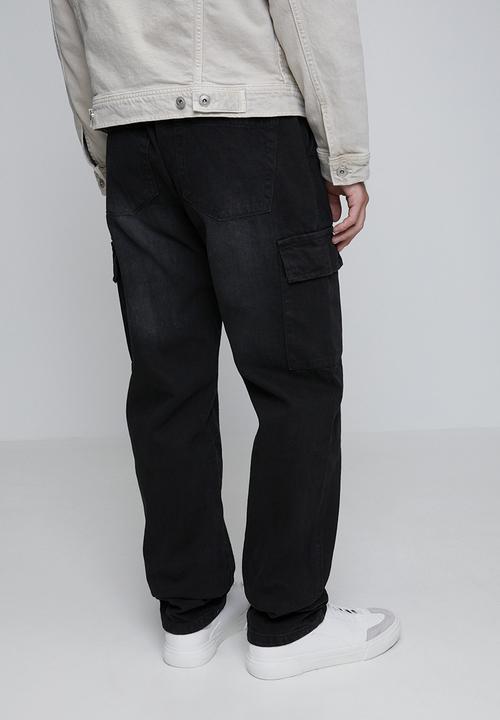 Brave Soul - Wide Leg Denim Jean - Black Wash Long Length