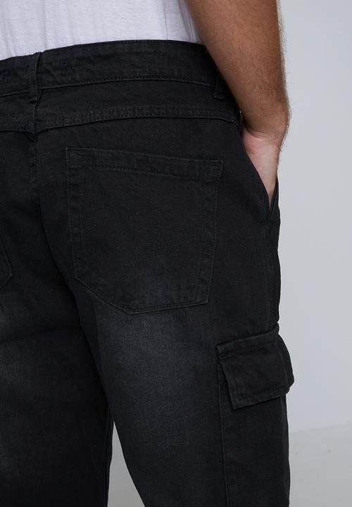 Brave Soul - Wide Leg Denim Jean - Black Wash Long Length