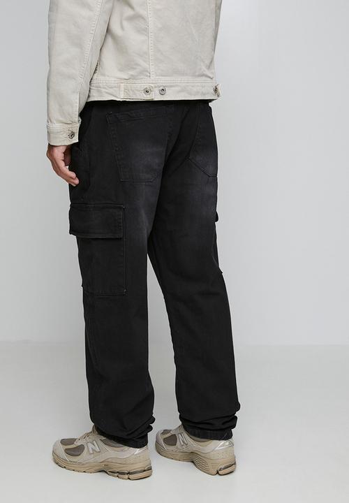 Brave Soul - Wide Leg Denim Jean - Black Wash Regular Length