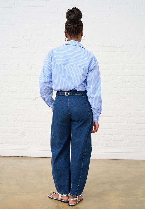 Me&B - Luxe Stripe Sequined Shirt - Blue