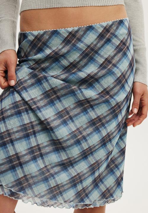 Cotton On - Molly slip skirt - mila asym check cosmic star