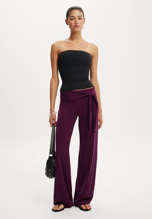Cotton On - Honey tie pant - blackberry belle