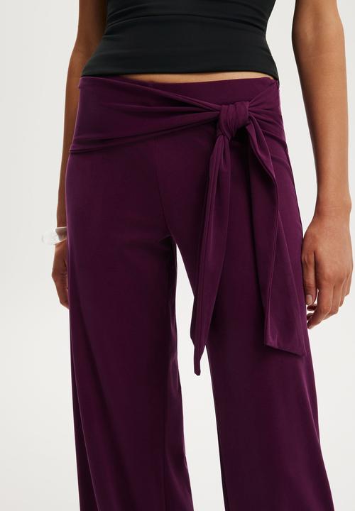 Cotton On - Honey tie pant - blackberry belle