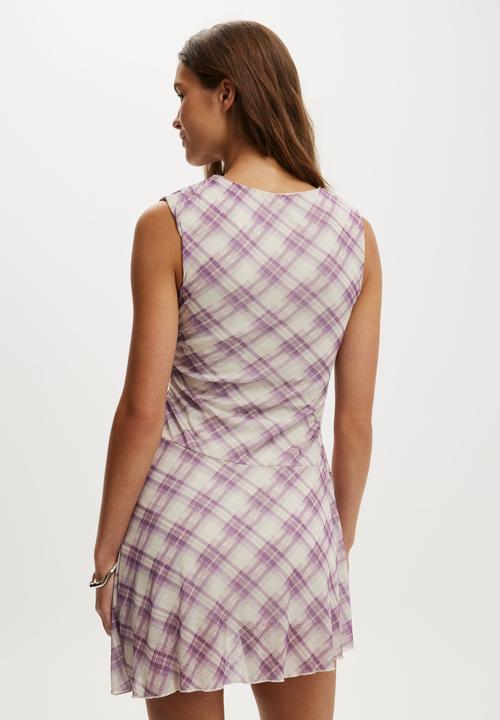 Cotton On - Molly mesh mini dress - mila asym digital violet