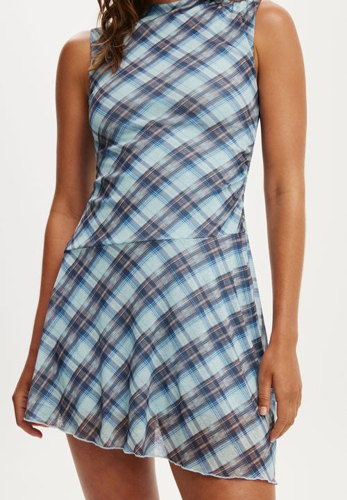 Cotton On - Molly mesh mini dress - mila check blue