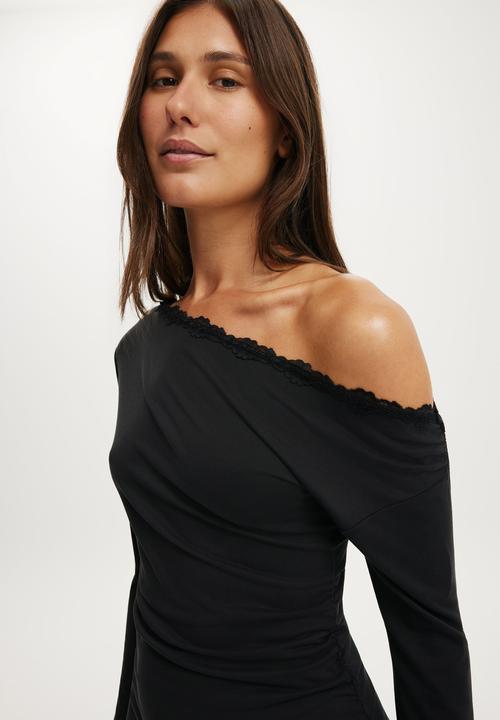 Cotton On - Brooke asymmetrical mini dress - black