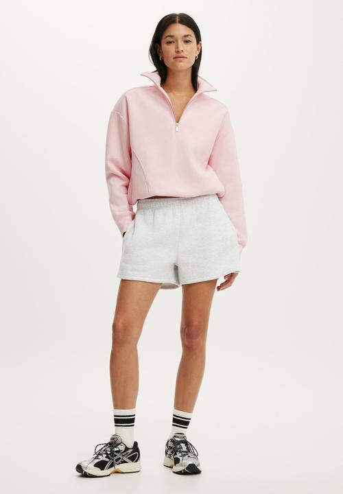 Cotton On - Plush Half Zip Sweatshirt - Cherry Dream