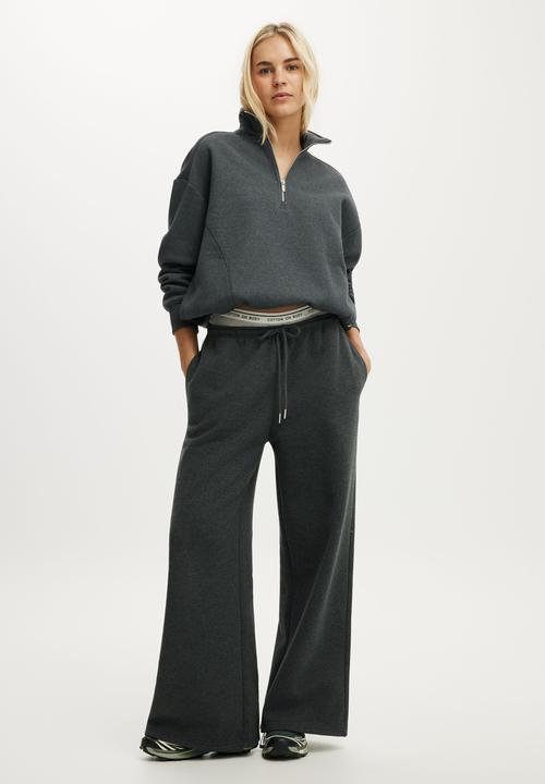 Plush Half Zip Sweatshirt - Dark Grey Marle