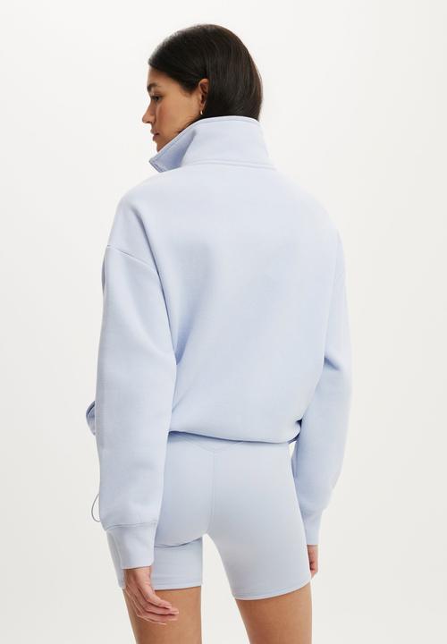 Cotton On - Plush Half Zip Sweatshirt - Violet Blue
