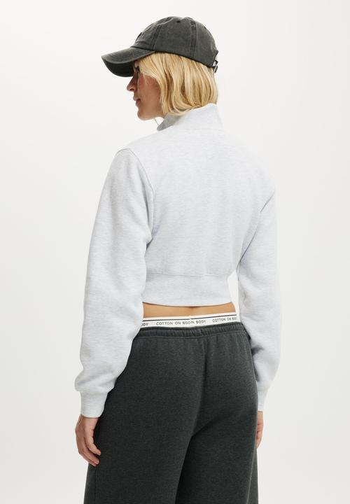 Cotton On - Plush Fitted Zip Through - Cloudy Grey Marle