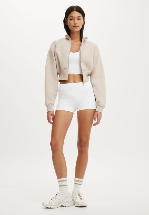 Cotton On - Plush Fitted Zip Through - Sesame Marle