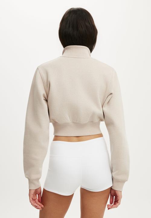 Cotton On - Plush Fitted Zip Through - Sesame Marle