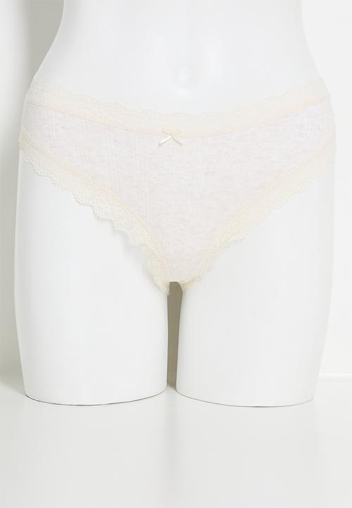 Cotton On - Organic cotton lace cheeky brief 3 pack - black/grey marle/butterscotch marle