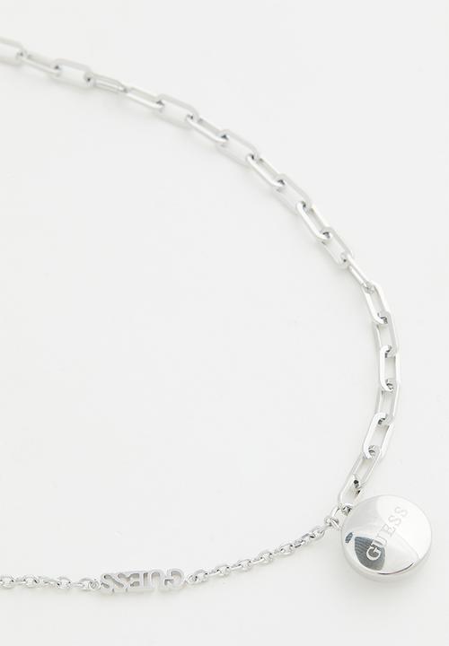 GUESS - Rolling Hearts 16-18'' Half Round Chain Heart - Silver
