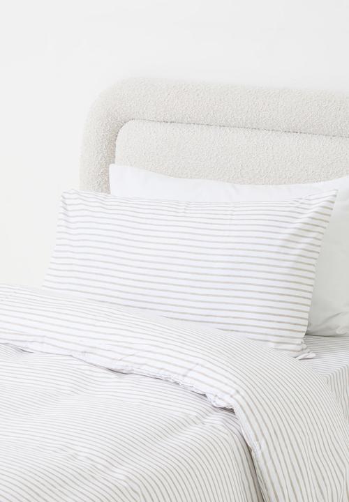 Sixth Floor - Painterly Stripe Super Soft Duvet Cover & Sheet Set - natural