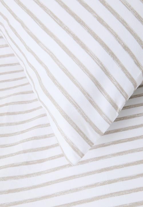 Sixth Floor - Painterly Stripe Super Soft Duvet Cover & Sheet Set - natural
