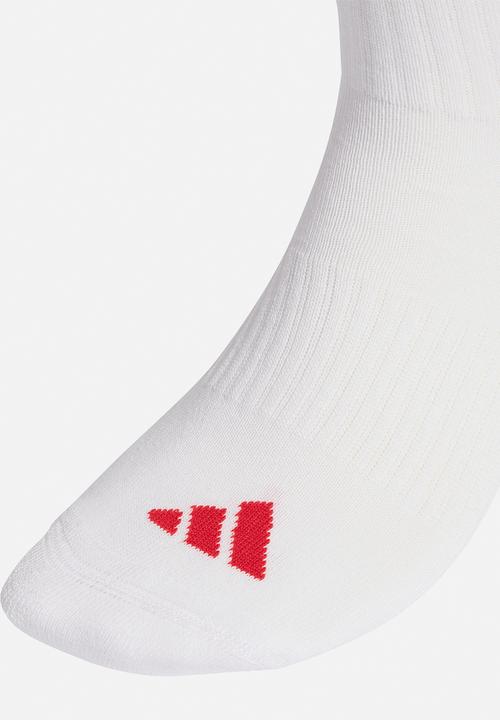 adidas Performance - Ess 3 Stripes Cushioned Crew Sock 3pk- dark green/white/scarlet