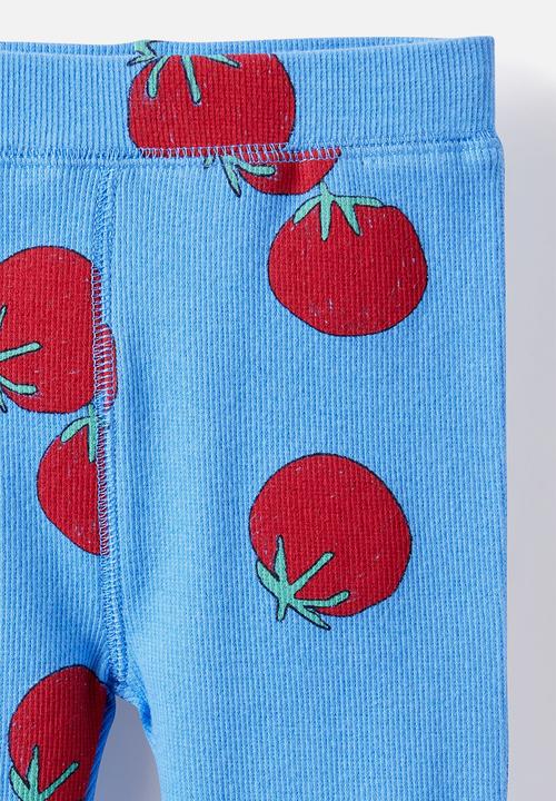 Cotton On - The Row Rib Skinny Legging - Blue Bonnet/Tomatoes
