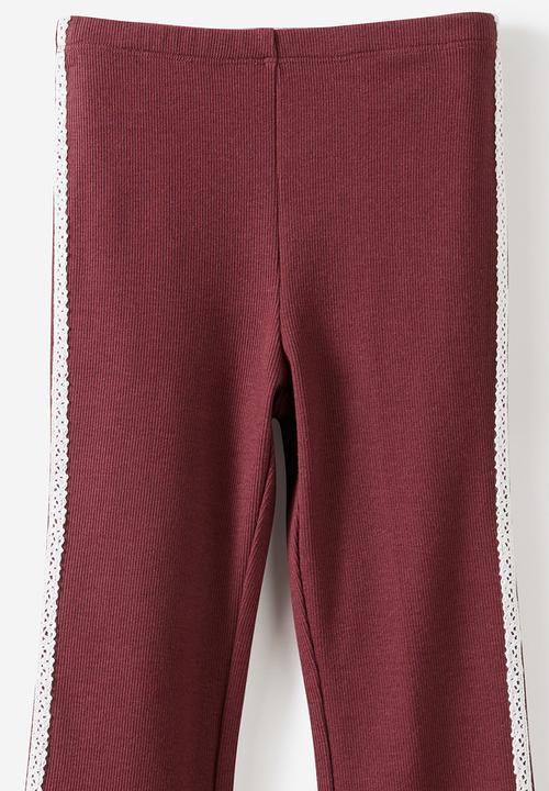 Cotton On - Francine Flare Pant - Bordeaux/Lace Side Stripe