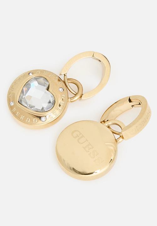 GUESS - Rolling Hearts 26mm Crystal Heart Huggies - Gold