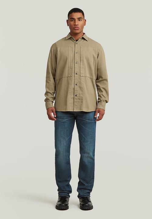 G-STAR - Panelled Pkt Regular Shirt L\S - Safari Gd