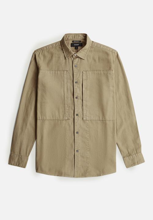 G-STAR - Panelled Pkt Regular Shirt L\S - Safari Gd
