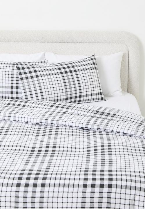 Cotton Blend Winter Check Duvet Set White