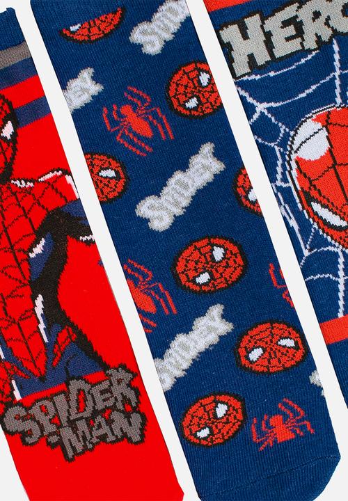 Character Group - Spiderman 3 Pack Anklet Socks - Blue & Red