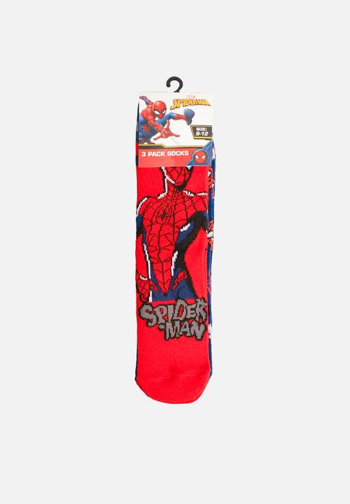 Character Group - Spiderman 3 Pack Anklet Socks - Blue & Red